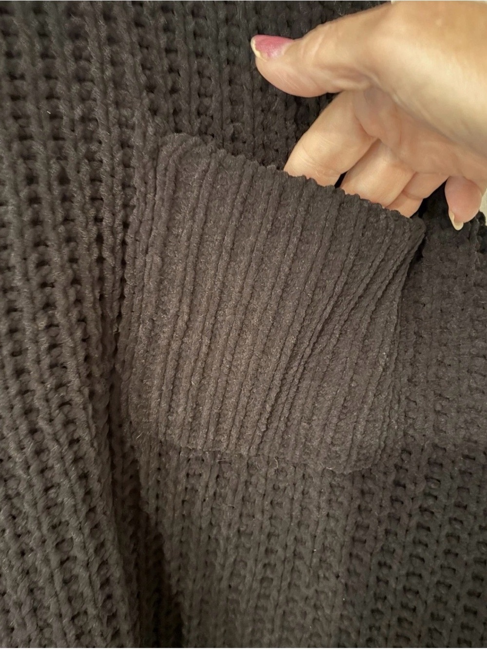 POL Anthropologie Chunky Short Sleeve Black Crop Oversized Sweater Women's Small - Picture 2 of 6